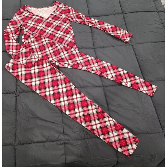 JESSICA SIMPSON Red Plaid PAJAMA SET Size Small - Picture 1 of 8